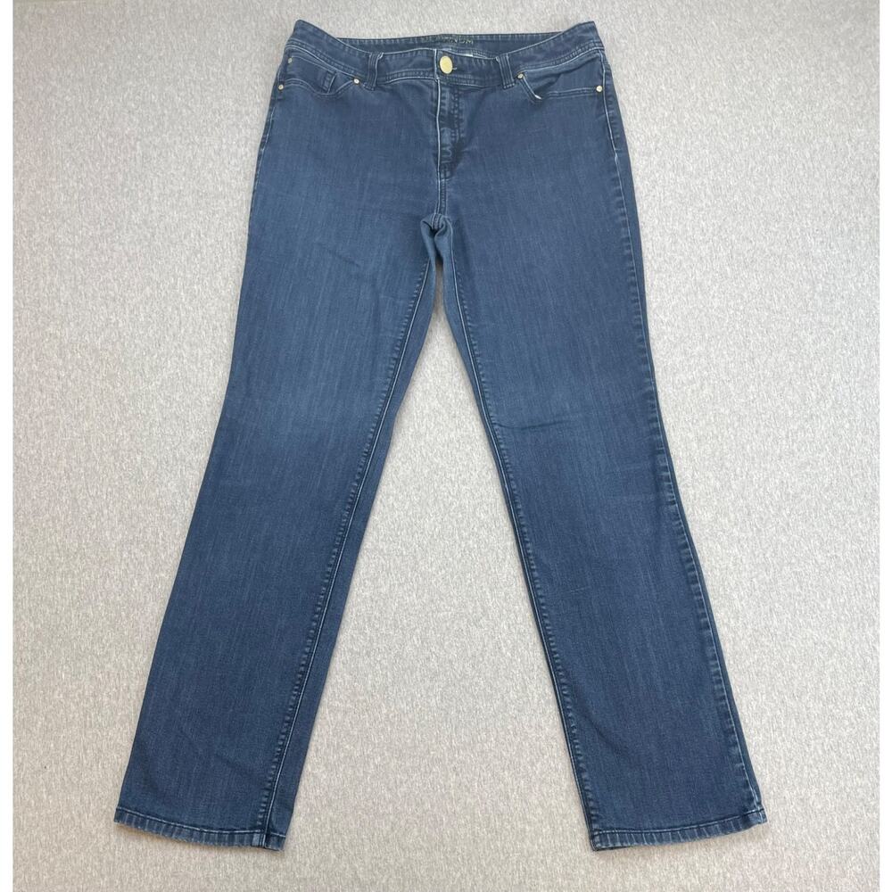 Chicos Jeans Womens 1.5 (10/Medium) Blue Cotton Blend Stretch Platinum Straight